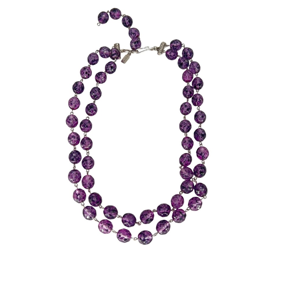 Faith Necklace Women OS Purple Double Strand Faceted Spotted Bead Boho Statement